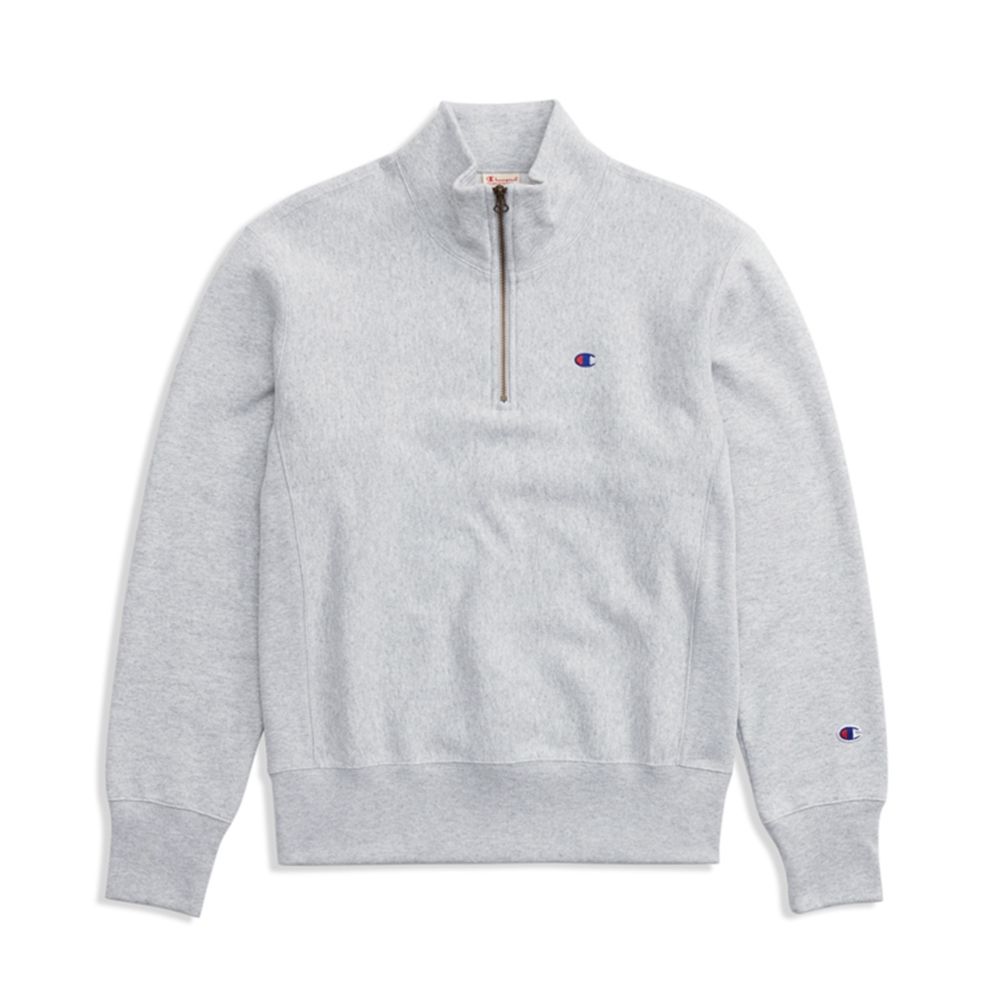 Champion Reverse Weave Half Zip-Through Turtleneck Sweatshirt (Light Oxford Grey)