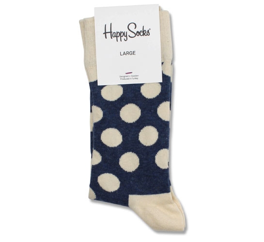 Happy Socks - Big Dot Men's Socks (Blue/Cream)