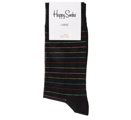 Happy Socks - Pinstripe Men's Socks (Black/Multi)