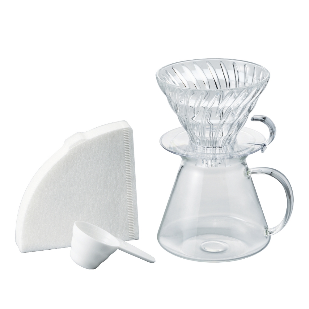 Hario V60 Simply Glass Coffee Brewing Kit (Clear)