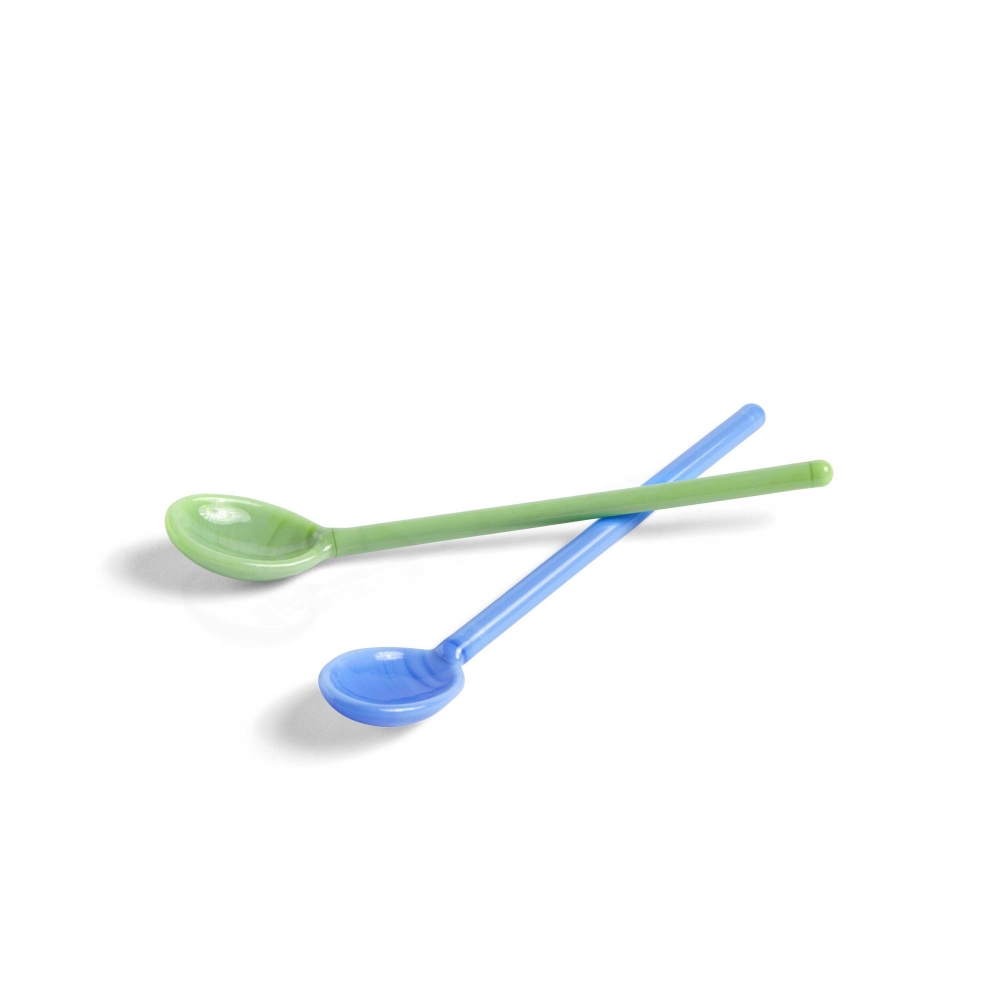 HAY Glass Spoons Mono Set of 2 (Sky Blue/Green)