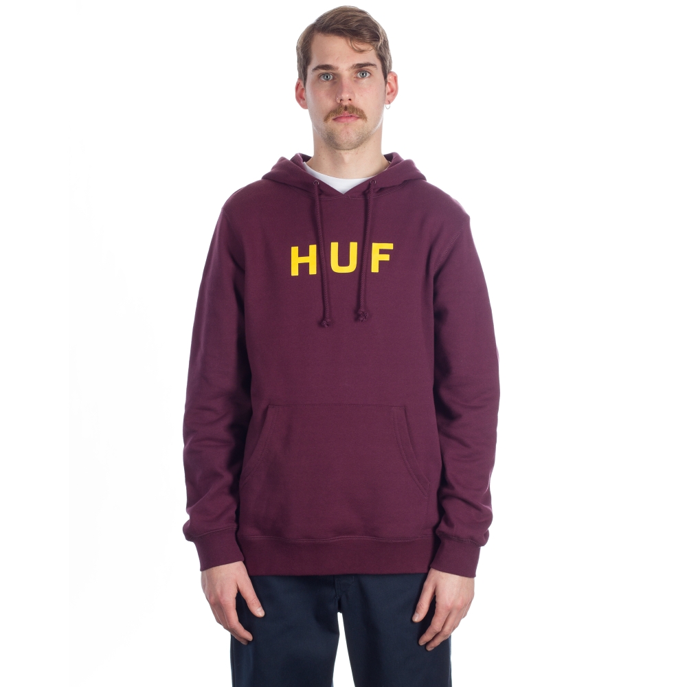 HUF Original Logo Pullover Hooded Sweatshirt (Wine)