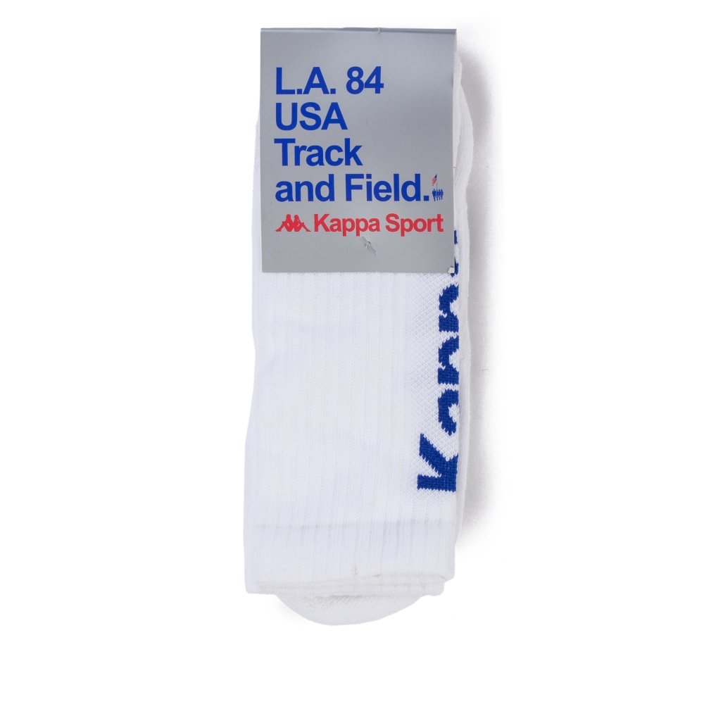 Kappa Kontroll LA.84 Quarter High Sock (White/Blue/Red)