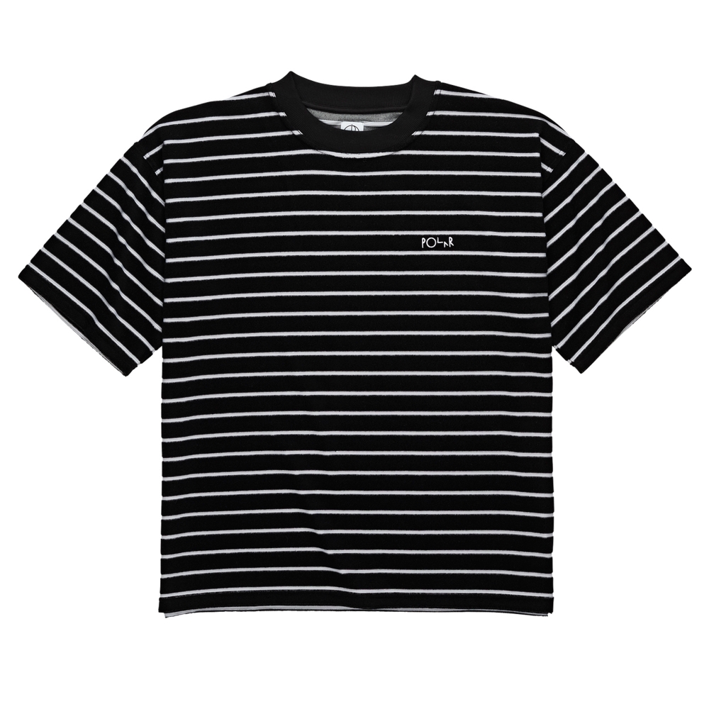 Polar Skate Co. Striped Terry Surf T-Shirt (Black/Light Grey)