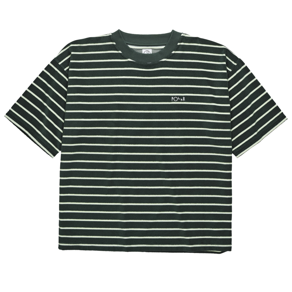 Polar Skate Co. Striped Terry Surf T-Shirt (Dark Green/Light Green)