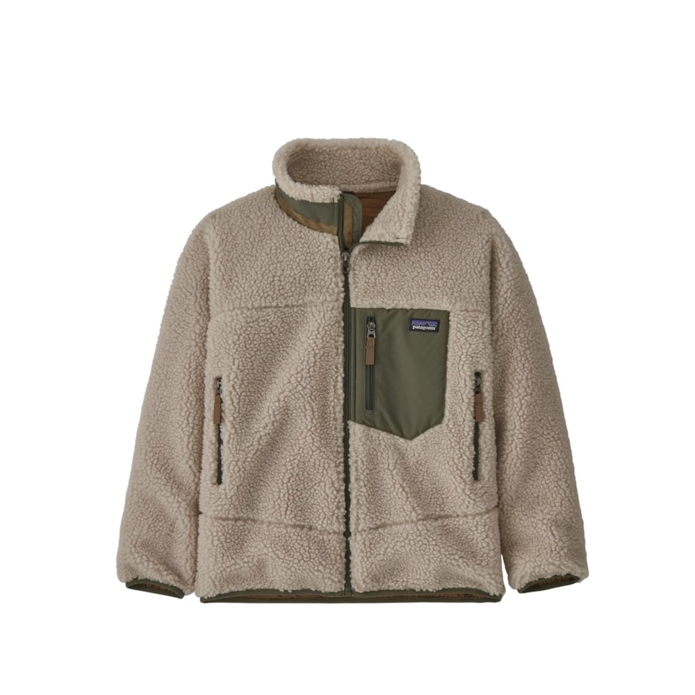 Kids' Patagonia Retro-X Fleece Jacket (Natural w/Coriander Brown)