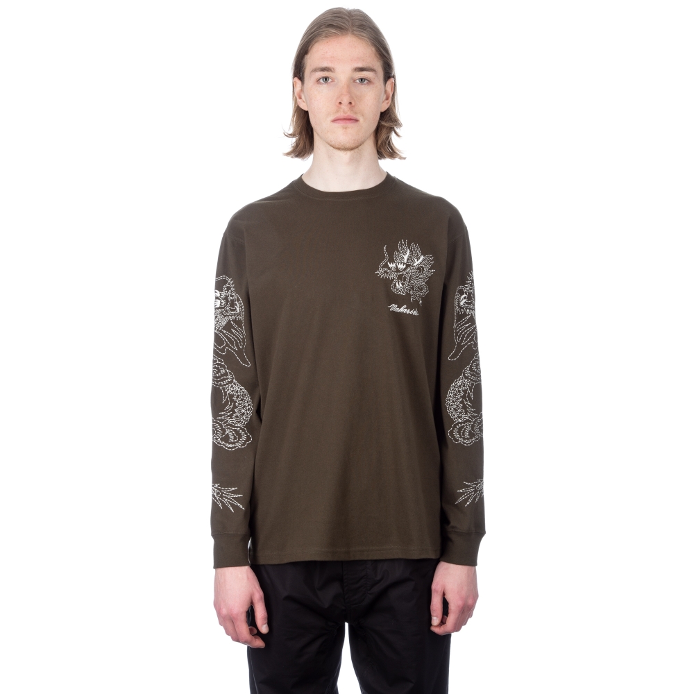 Maharishi Stencil Dragon Long Sleeve T-Shirt (Mil Olive)