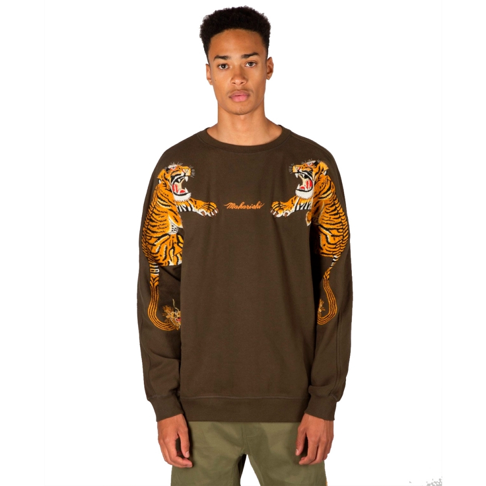 Maharishi Tiger Style Crew Neck Sweatshirt (Military Olive)