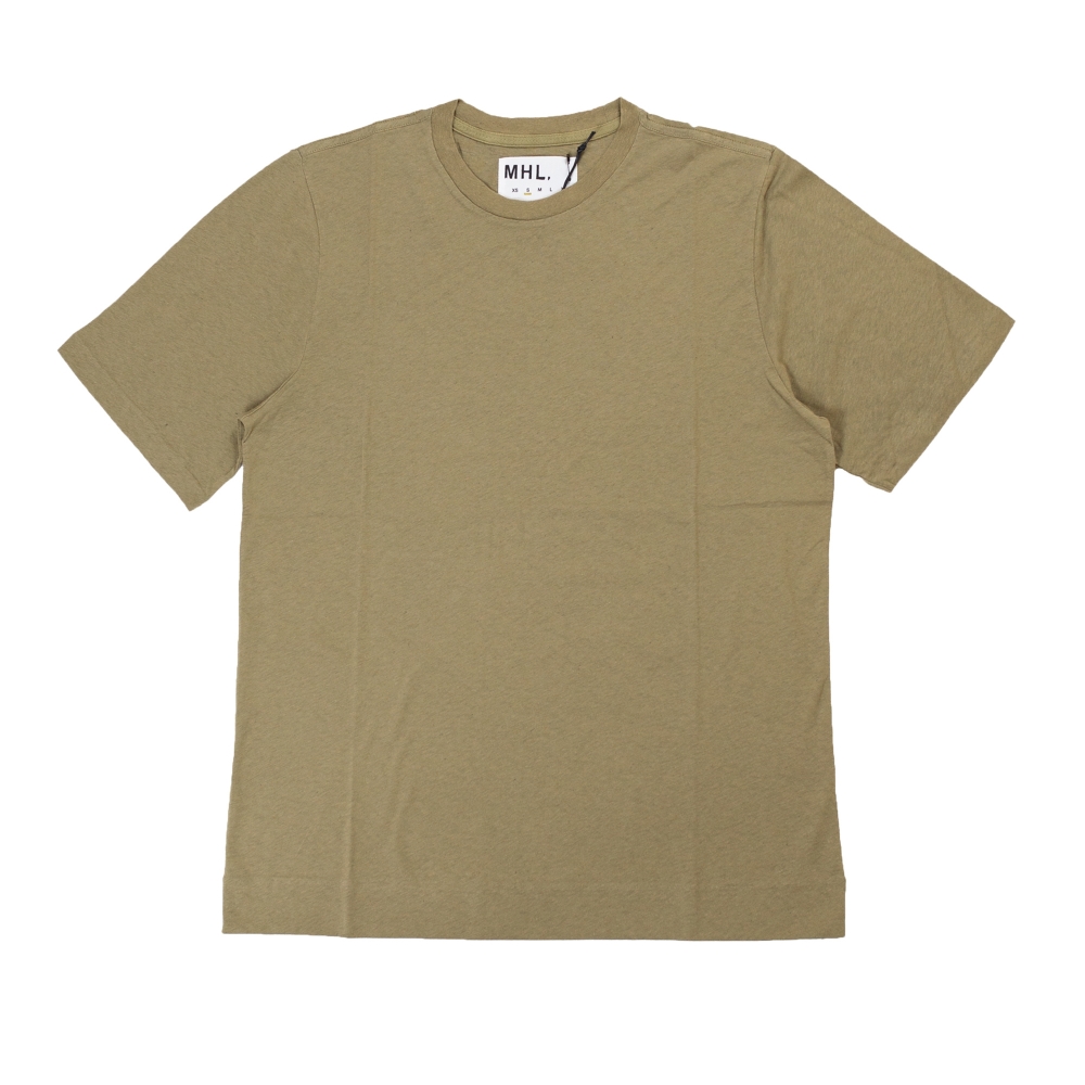 MHL by Margaret Howell Cotton Linen Jersey Basic T-Shirt (Faded Khaki)