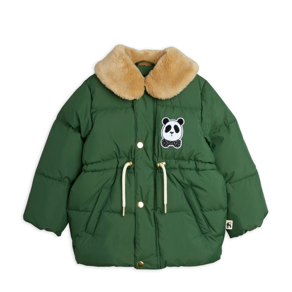 Mini Rodini Panda Puffer Jacket (Dark Green)