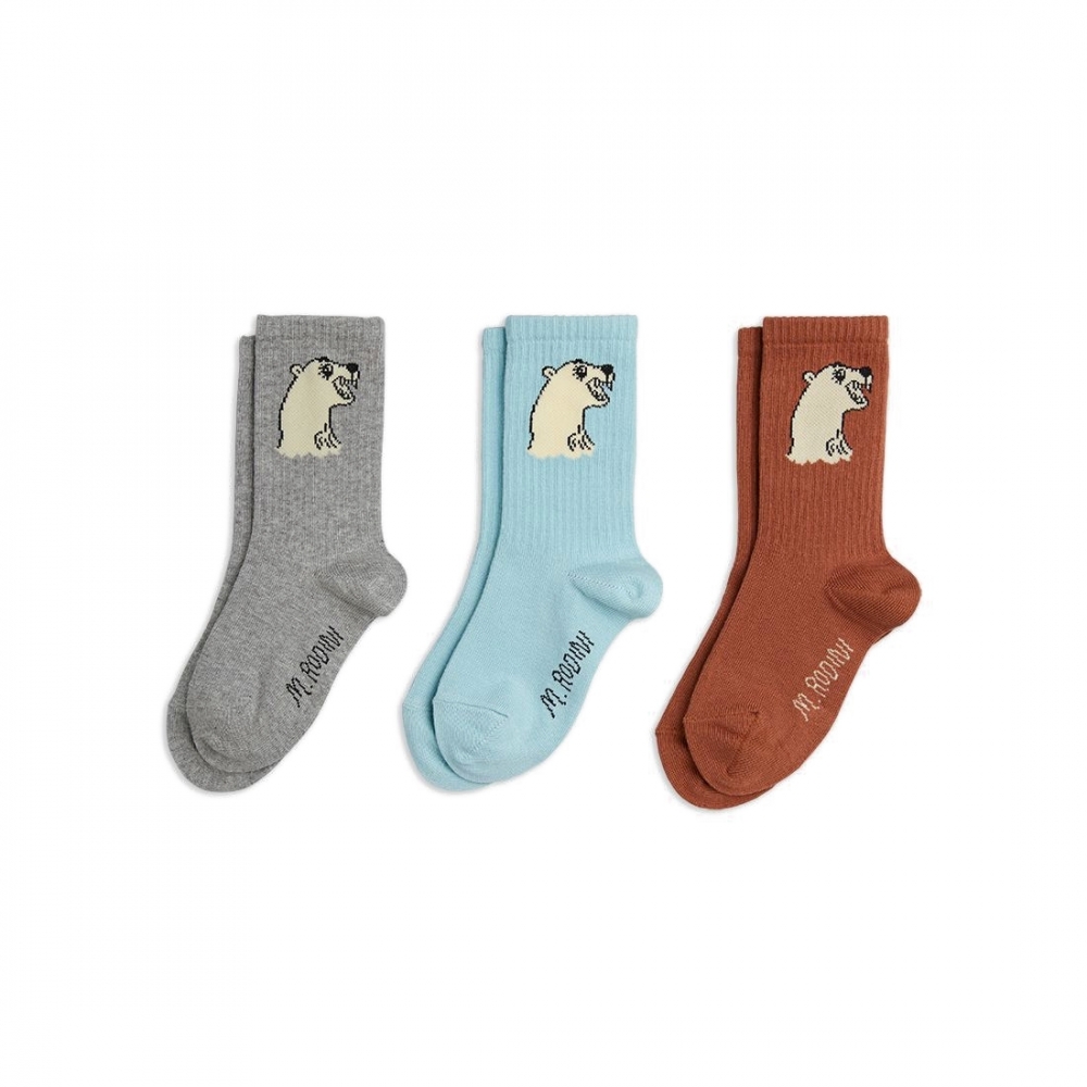Mini Rodini Polar Bear 3-pack Socks (Multi)