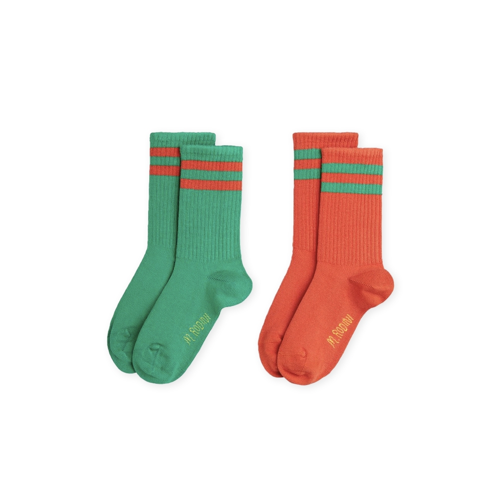 Mini Rodini Stripe Socks 2-Pack (Green)