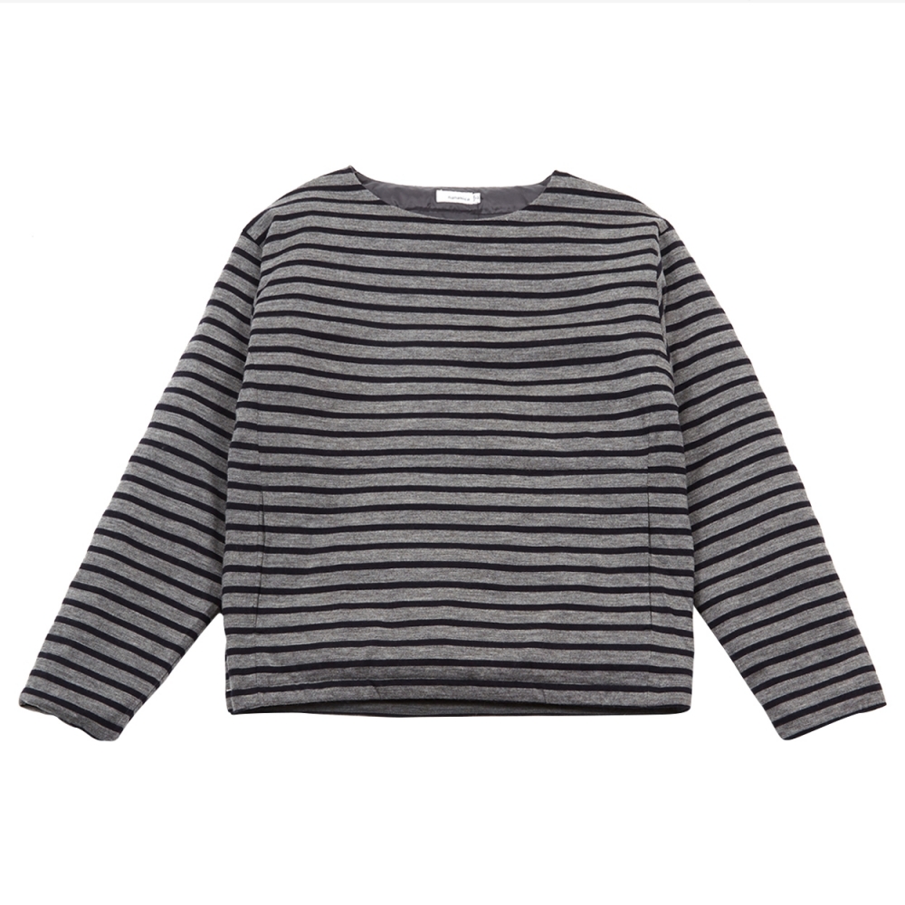 Nanamica Down Sweater (Heather Grey Stripe)