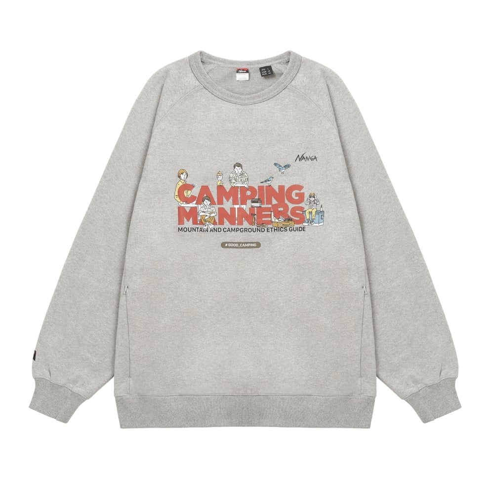 Nanga Eco Hybrid Camping Manners Wild Animals Crew Neck Sweatshirt (Light Grey)