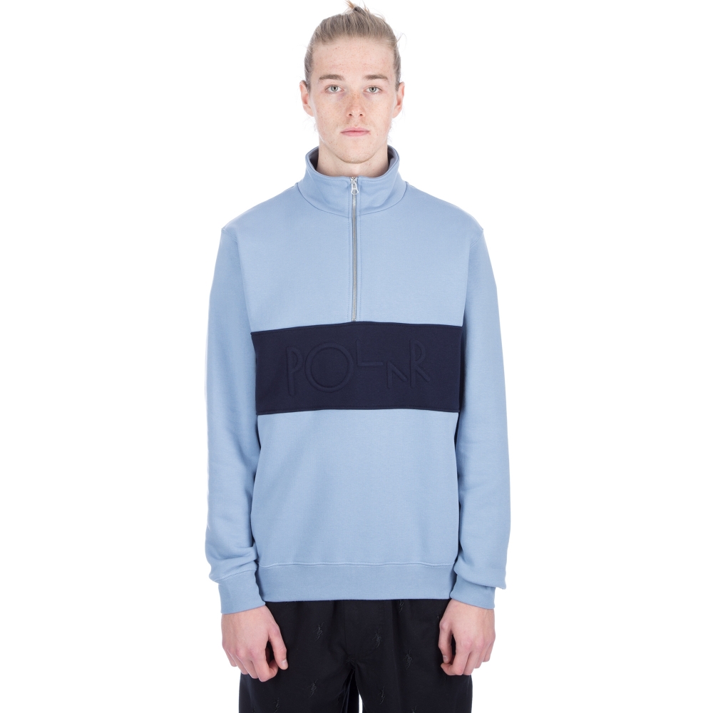 Polar Skate Co. Block Zip Sweatshirt (Dusty Blue/Navy)