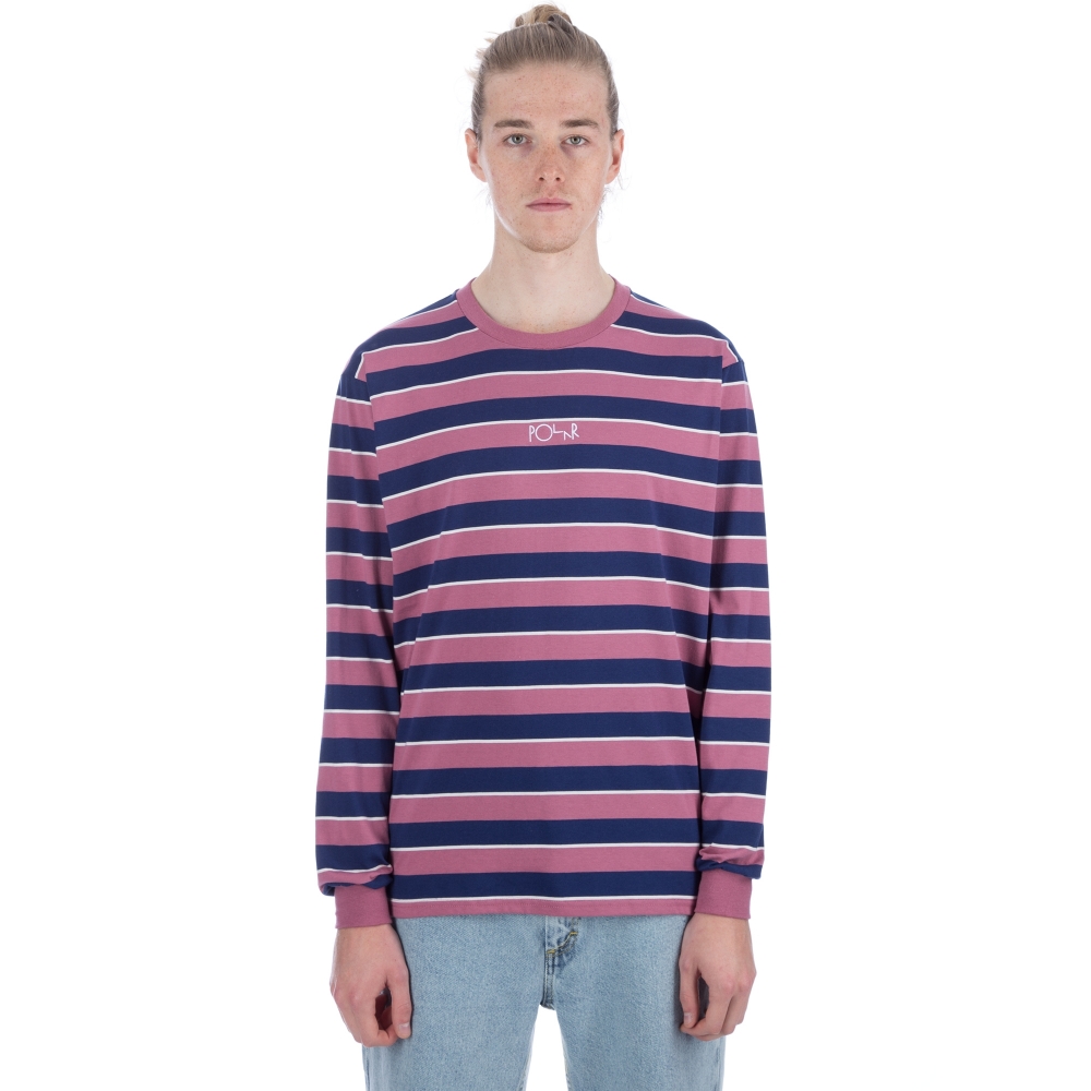 Polar Skate Co. Striped Long Sleeve T-Shirt (Dusty Rose/Navy)