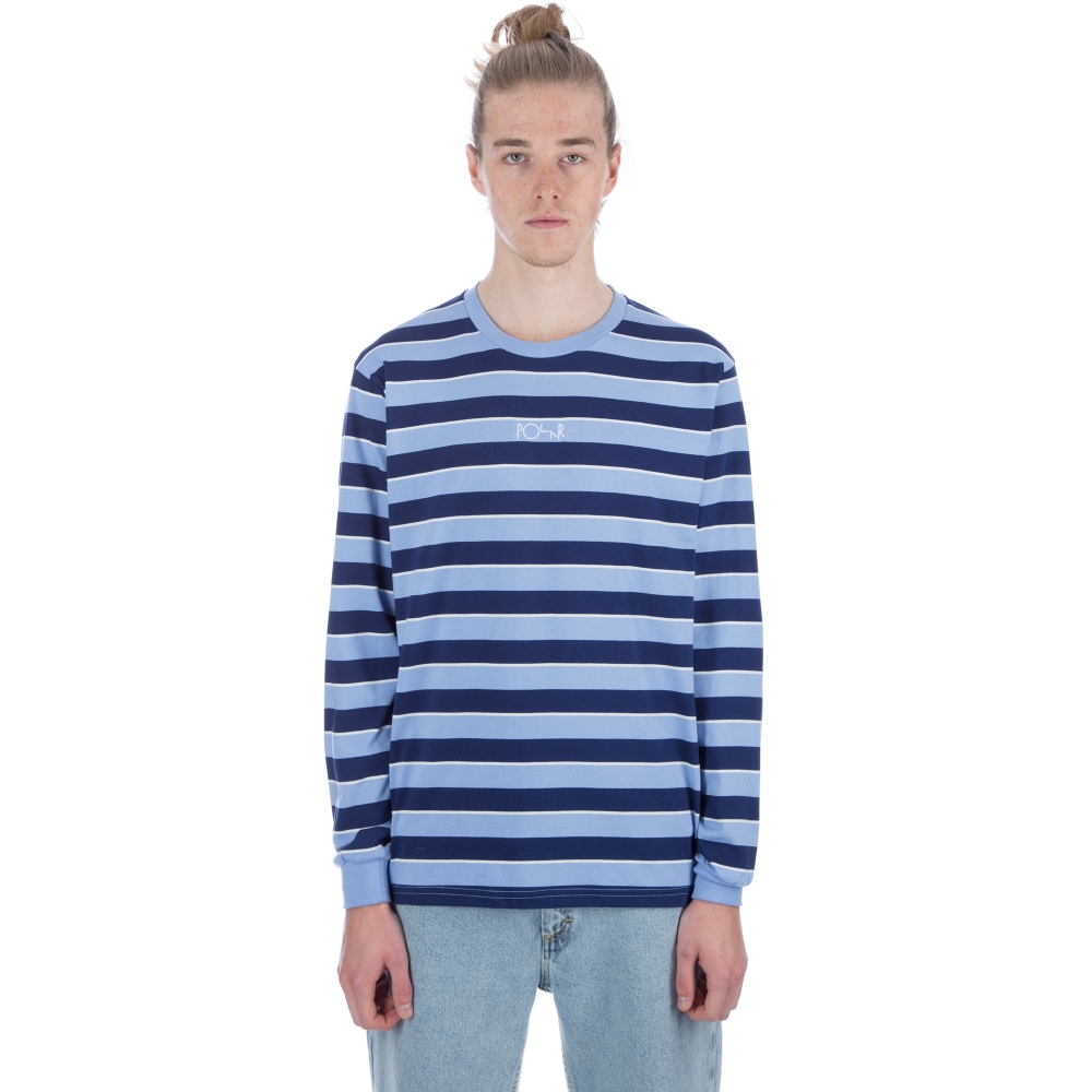 Polar Skate Co. Striped Long Sleeve T-Shirt (Powder Blue/Navy)