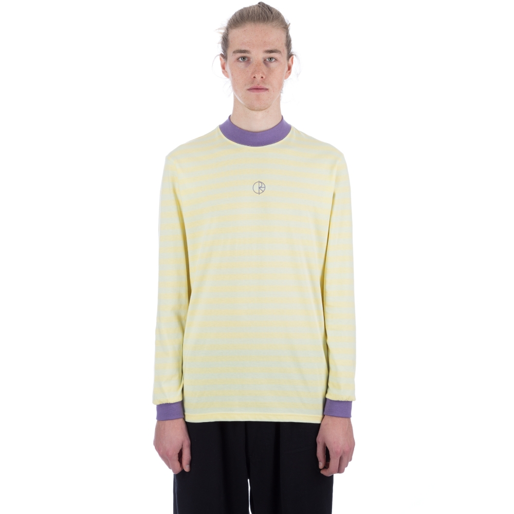 Polar Skate Co. Striped Mockneck Long Sleeve T-Shirt (Lime)