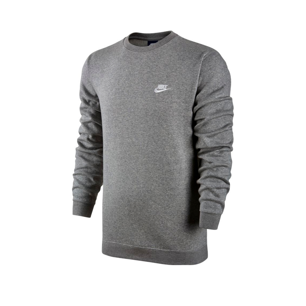 Nike Club Crew Neck Sweatshirt (Dark Grey Heather/White)
