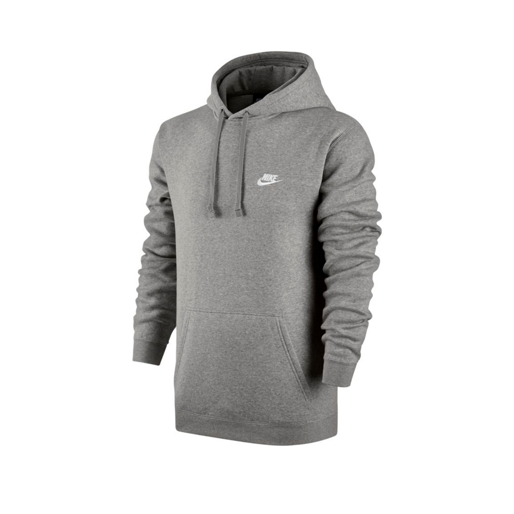 Nike Club Pullover Hooded Sweatshirt (Dark Grey Heather/Dark Grey Heather/White)