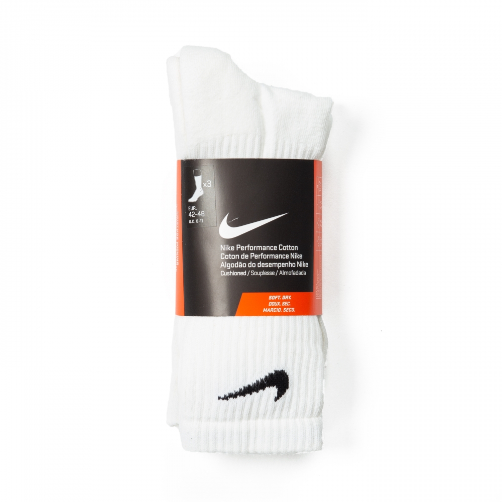 Nike Performance Cushion Crew Training Sock Triple Pack (White)