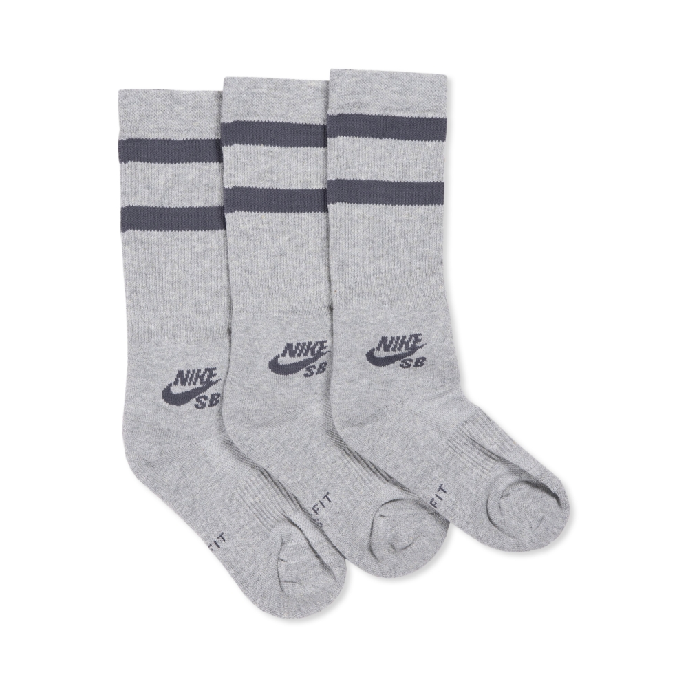 Nike SB Dri-FIT Crew Socks Triple Pack (Dark Grey Heather/Dark Grey)