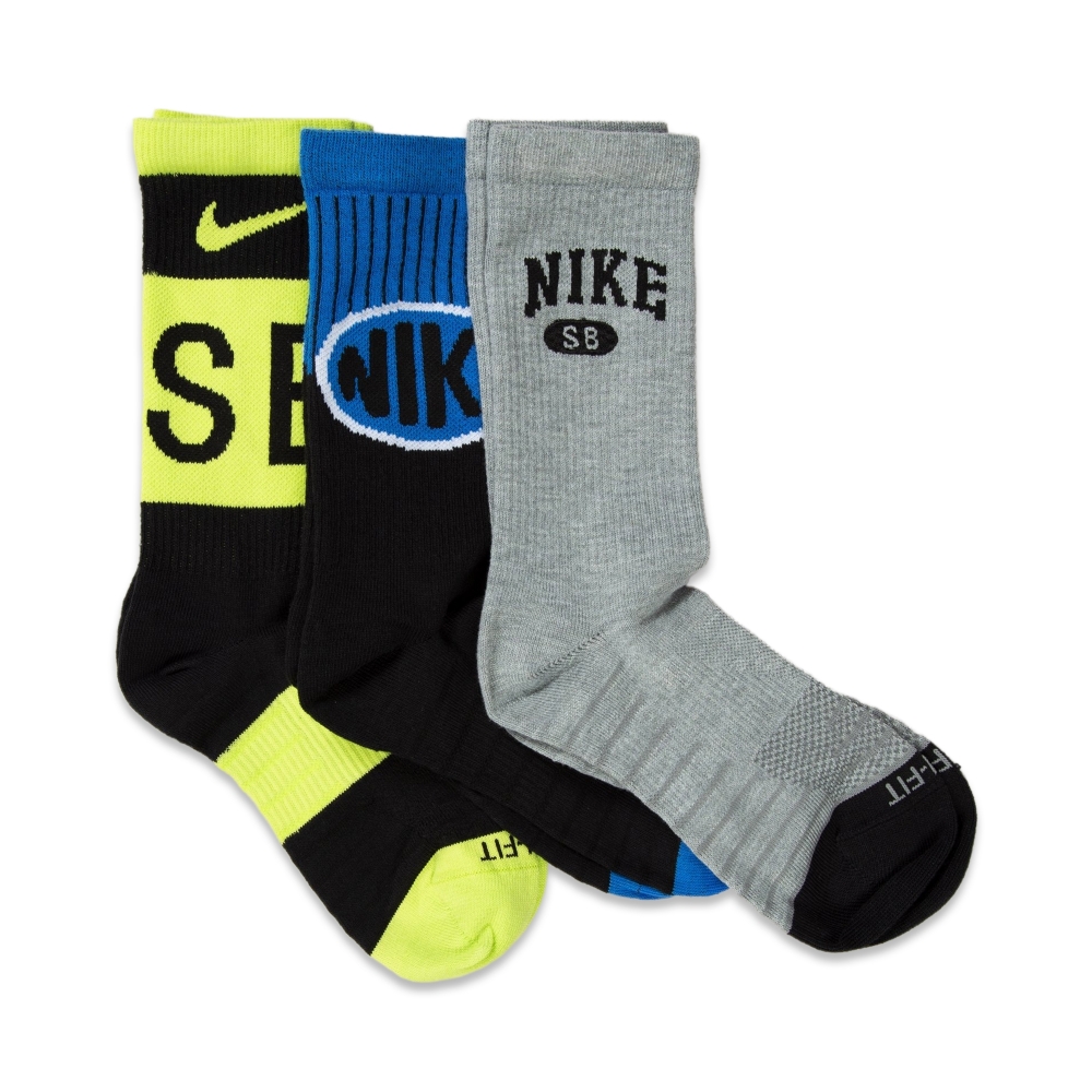 Nike SB Everyday Max Lightweight Crew Socks Triple Pack (Multi-Colour)