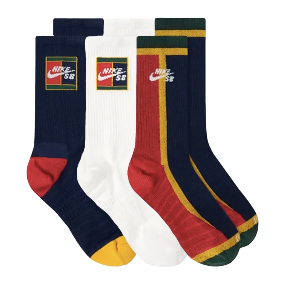 Nike SB Everyday Max Lightweight Skate Crew Socks Triple Pack (Multi-Colour)