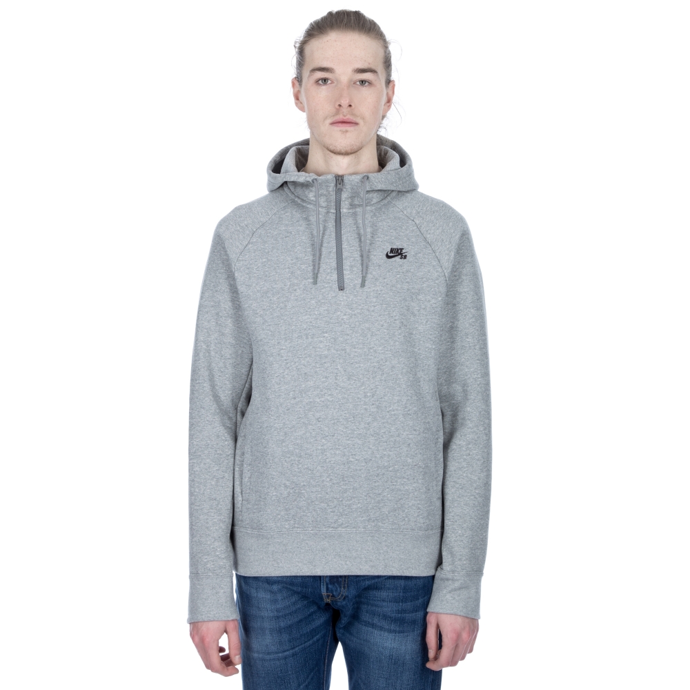 Nike SB Icon Half-Zip Pullover Hooded Sweatshirt (Dark Grey Heather/Black)