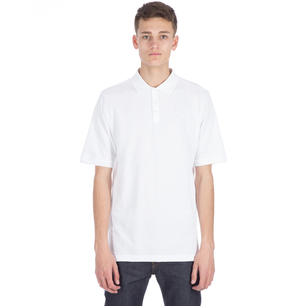 Nike SB Pique Short Sleeve Polo Shirt (White/White)