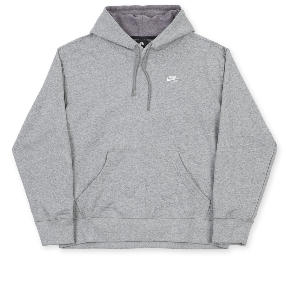 Nike SB Pullover Hooded Sweatshirt (Dark Grey Heather/White)