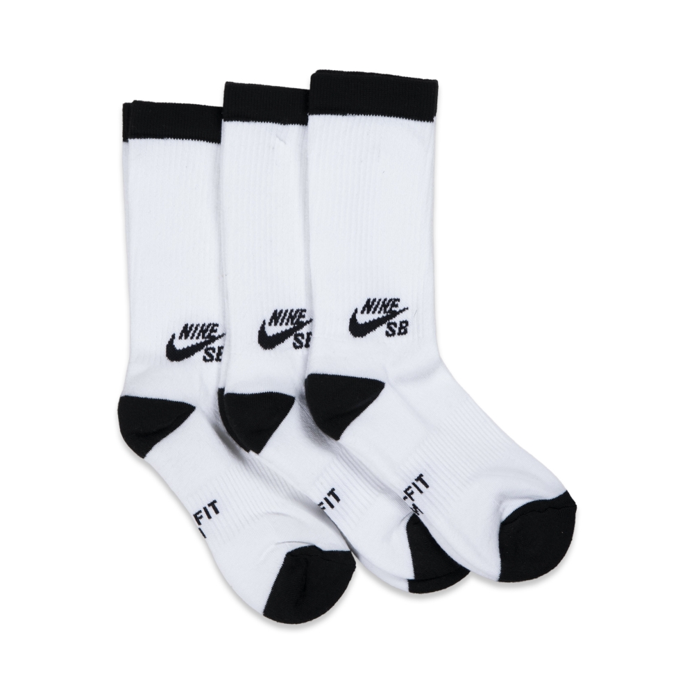 Nike SB Skateboarding Crew Socks Triple Pack (White/Black)