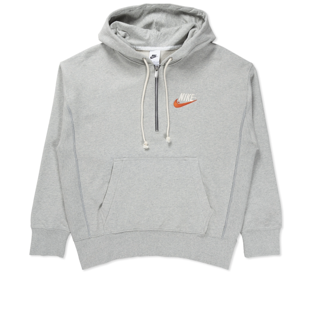 Nike Sportswear French Terry Pullover Half Zip Hooded Sweatshirt (Grey Heather)