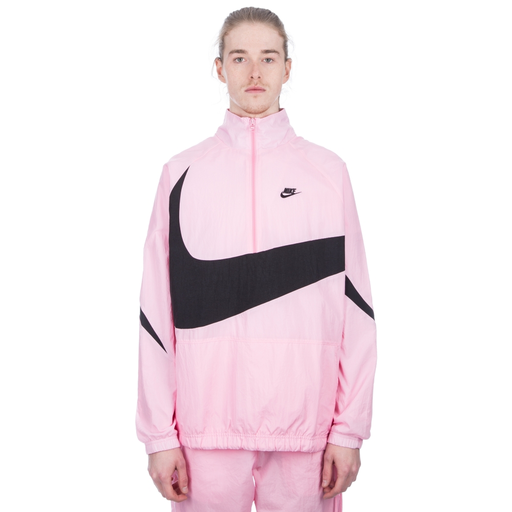 Nike Swoosh Woven Half-Zip Jacket (Pink/Black/Black)