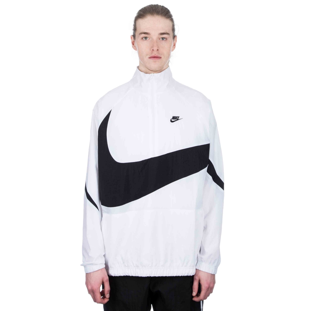 Nike Swoosh Woven Half-Zip Jacket (White/White/Black)