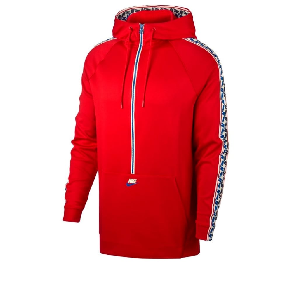 Nike Taped Poly Half Zip Hooded Jacket (University Red/Sail)