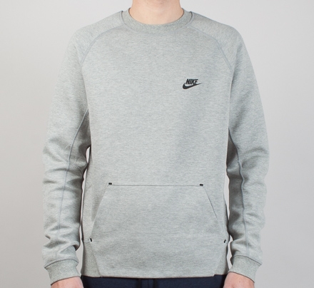 Nike Tech Fleece Crew Neck Sweatshirt (Dark Grey Heather/Medium Grey/Black)