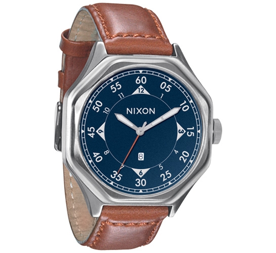 Nixon The Falcon Leather Watch (Navy/Brown)