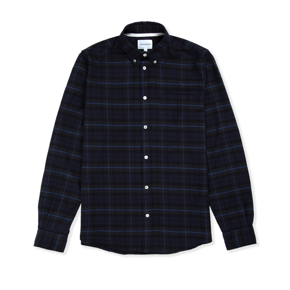 Norse Projects Anton Brushed Flannel Check Shirt (Navy Check)