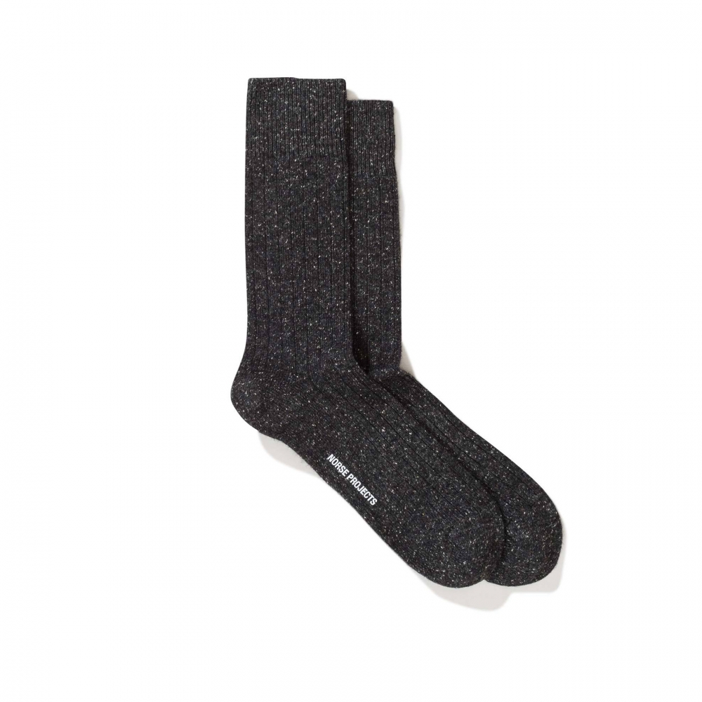 Norse Projects Bjarki Neps Socks (Charcoal Melange)
