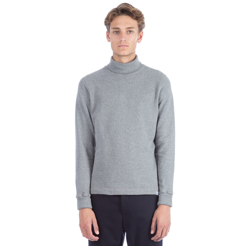 Norse Projects Bue Brushed Cotton Roll Neck Sweatshirt (Mouse Grey)