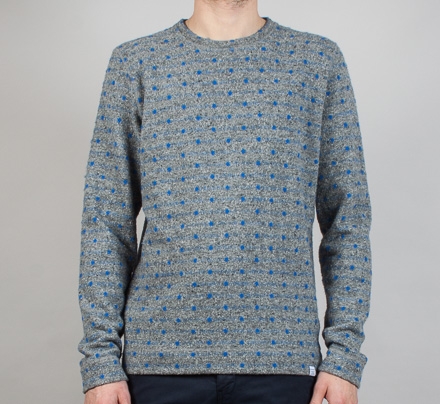 Norse Projects Halfdan Polka Stripe Knitted Sweater (Grey Melange)