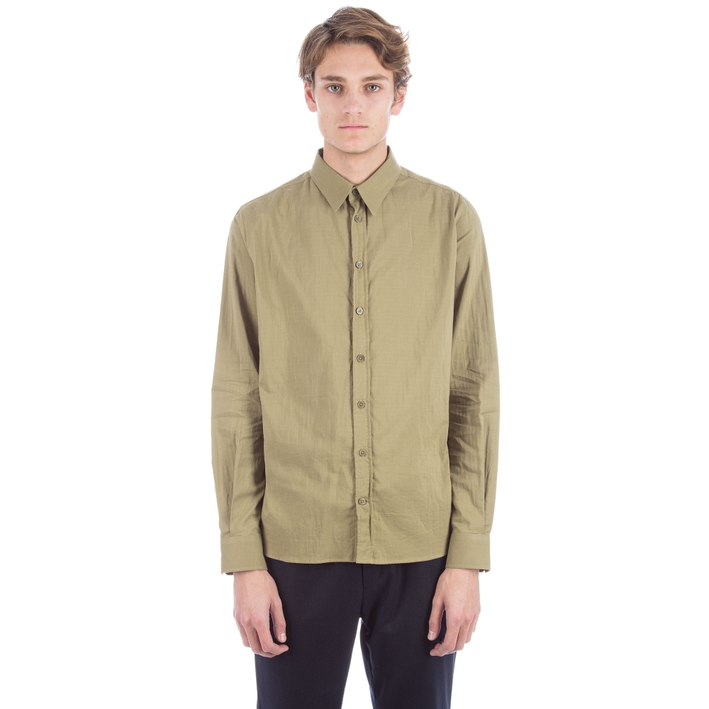 Norse Projects Hans Double Layer Cotton Long Sleeve Shirt (Moss Green)