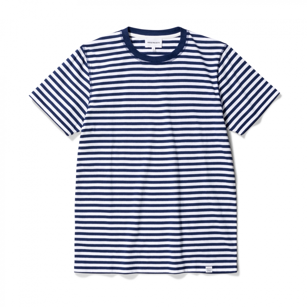 Norse Projects Niels Classic Stripe T-Shirt (Dark Navy/White)