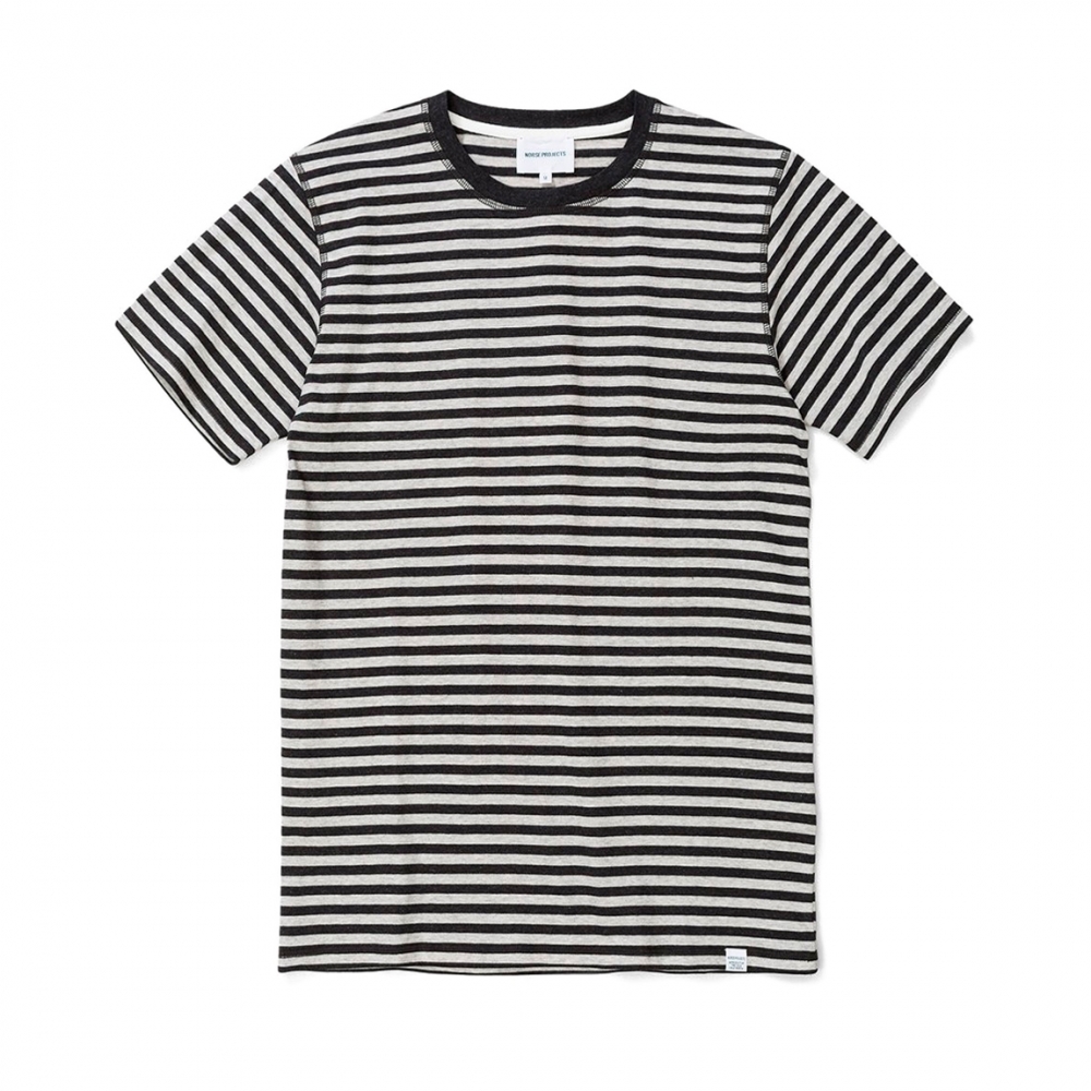 Norse Projects Niels Classic Stripe T-Shirt (Light Grey Melange/Charcoal)