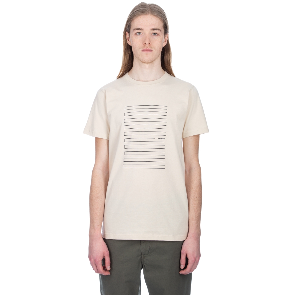 Norse Projects Niels Stripe Screen Logo T-Shirt (Sand)