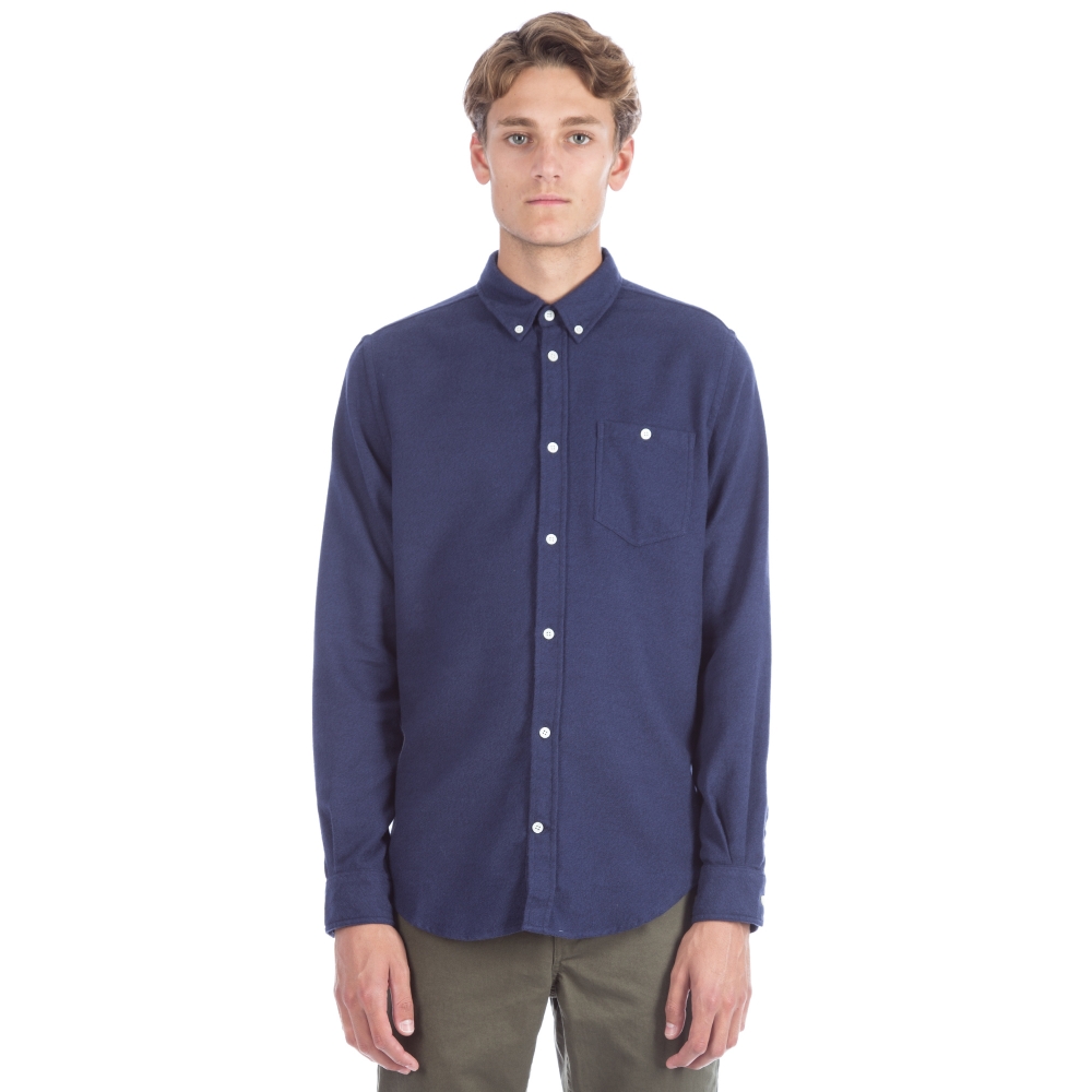 Norse Projects Osvald Brushed Long Sleeve Shirt (Navy)