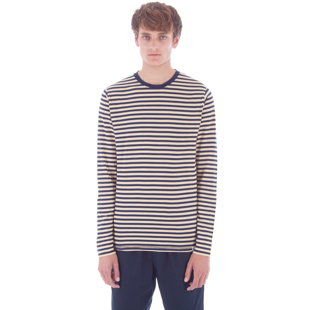 Norse Projects Svali Military Stripe Long Sleeve T-Shirt (Navy/Strand Yellow)