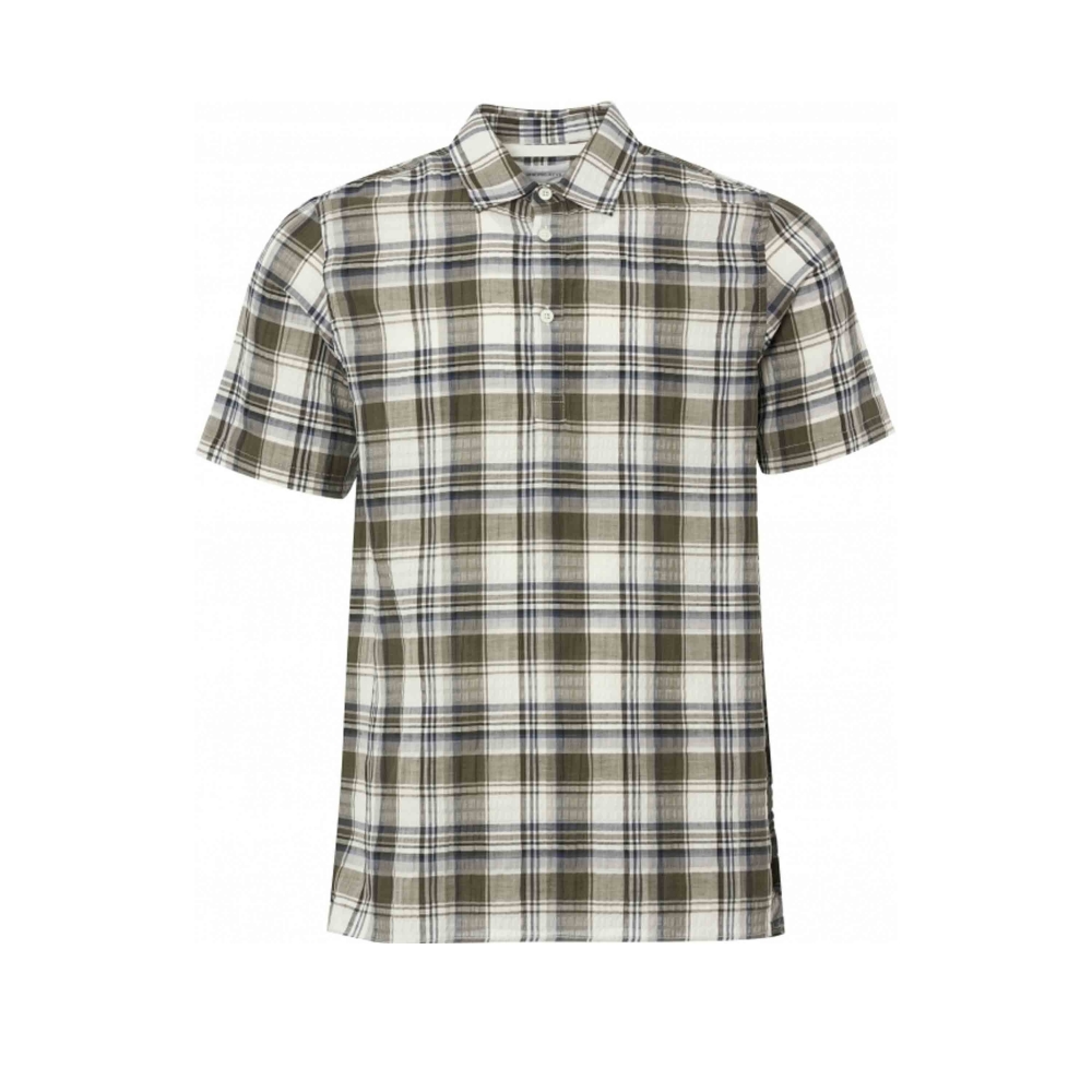 Norse Projects Theo Textured Check shirt motif (Dried Olive)