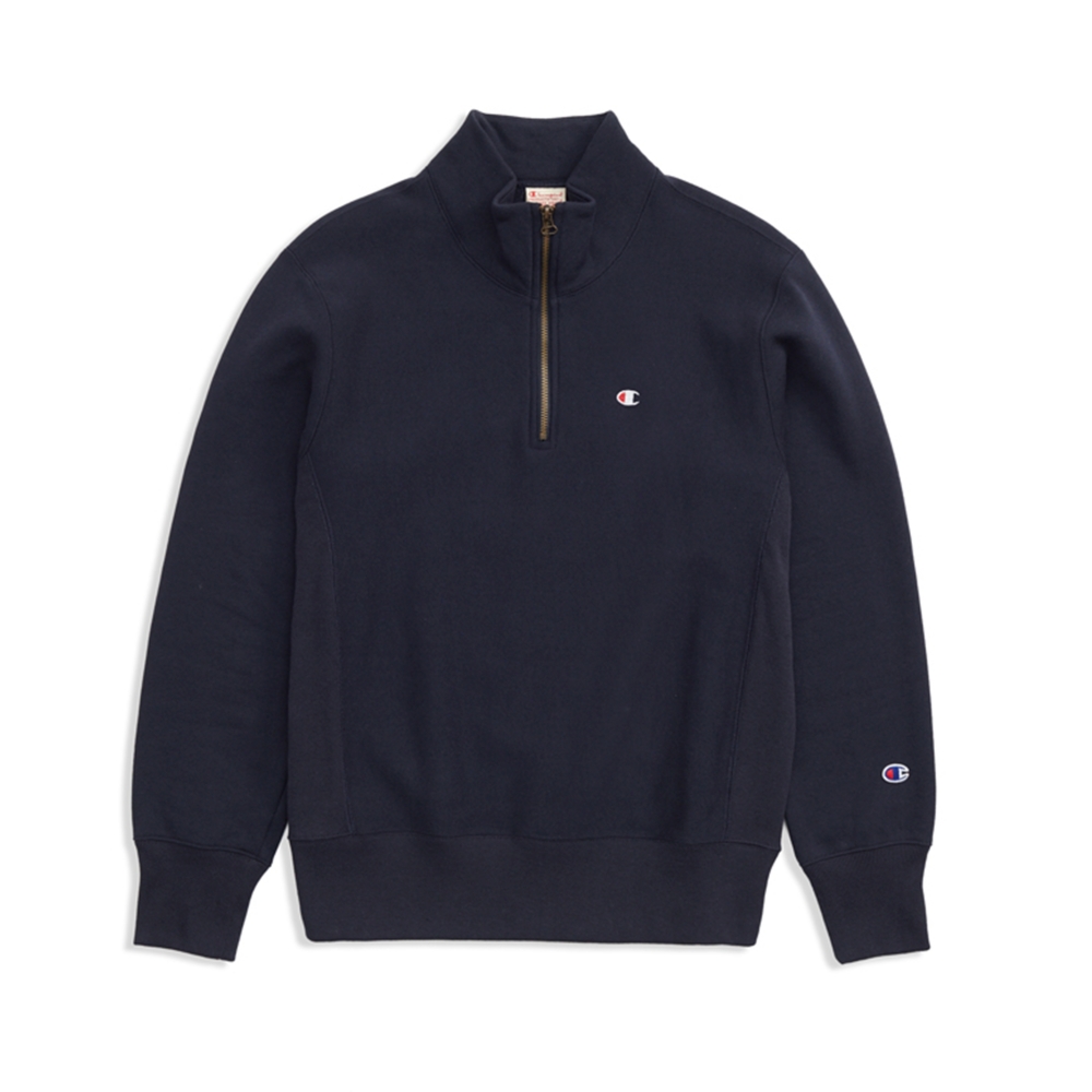 Champion Reverse Weave Half Zip-Through Turtleneck Sweatshirt (Navy)